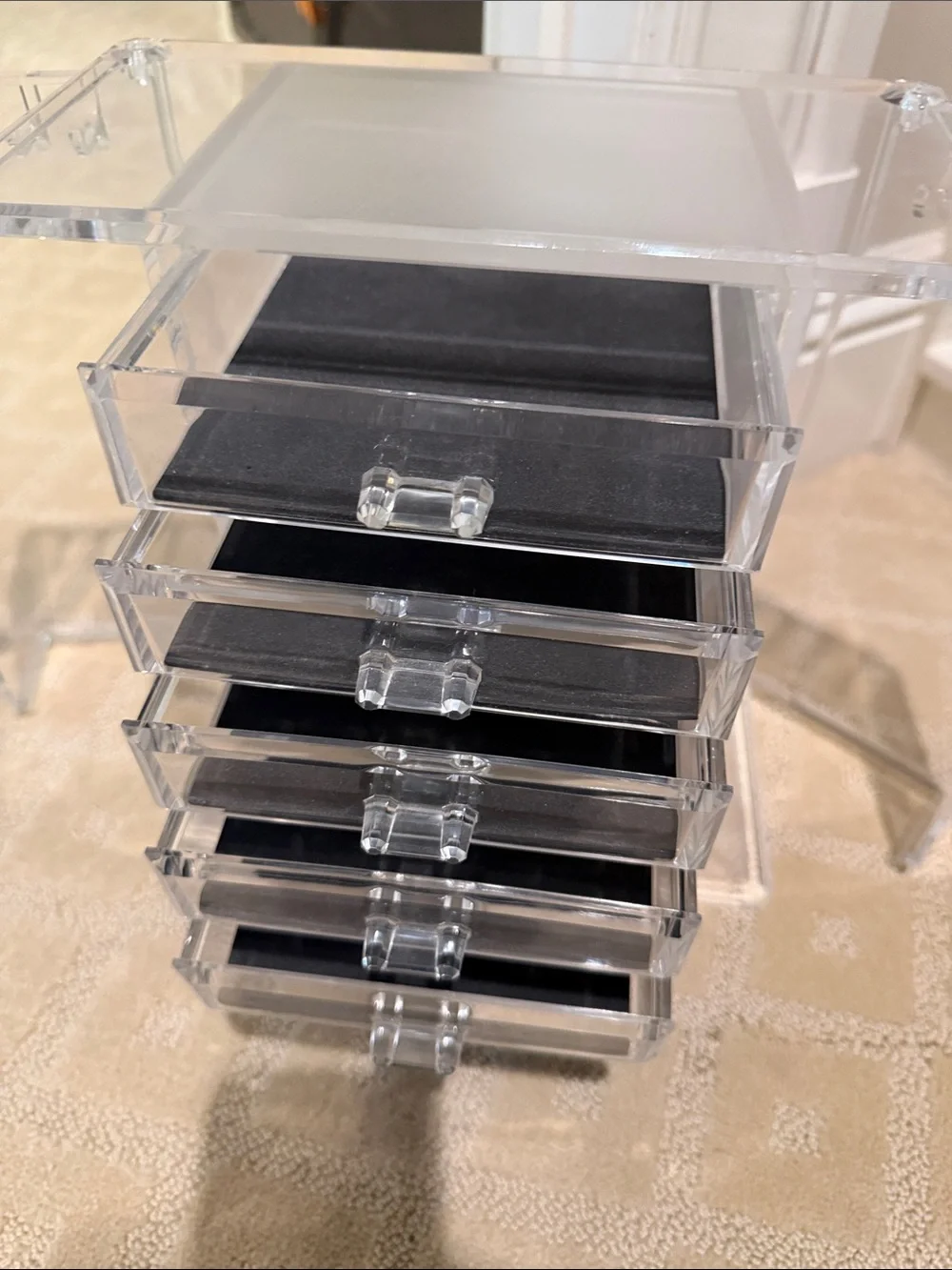 Clear Acrylic 6-Drawer Jewelry and Makeup Organizer - Transparent - Picture 3 of 3